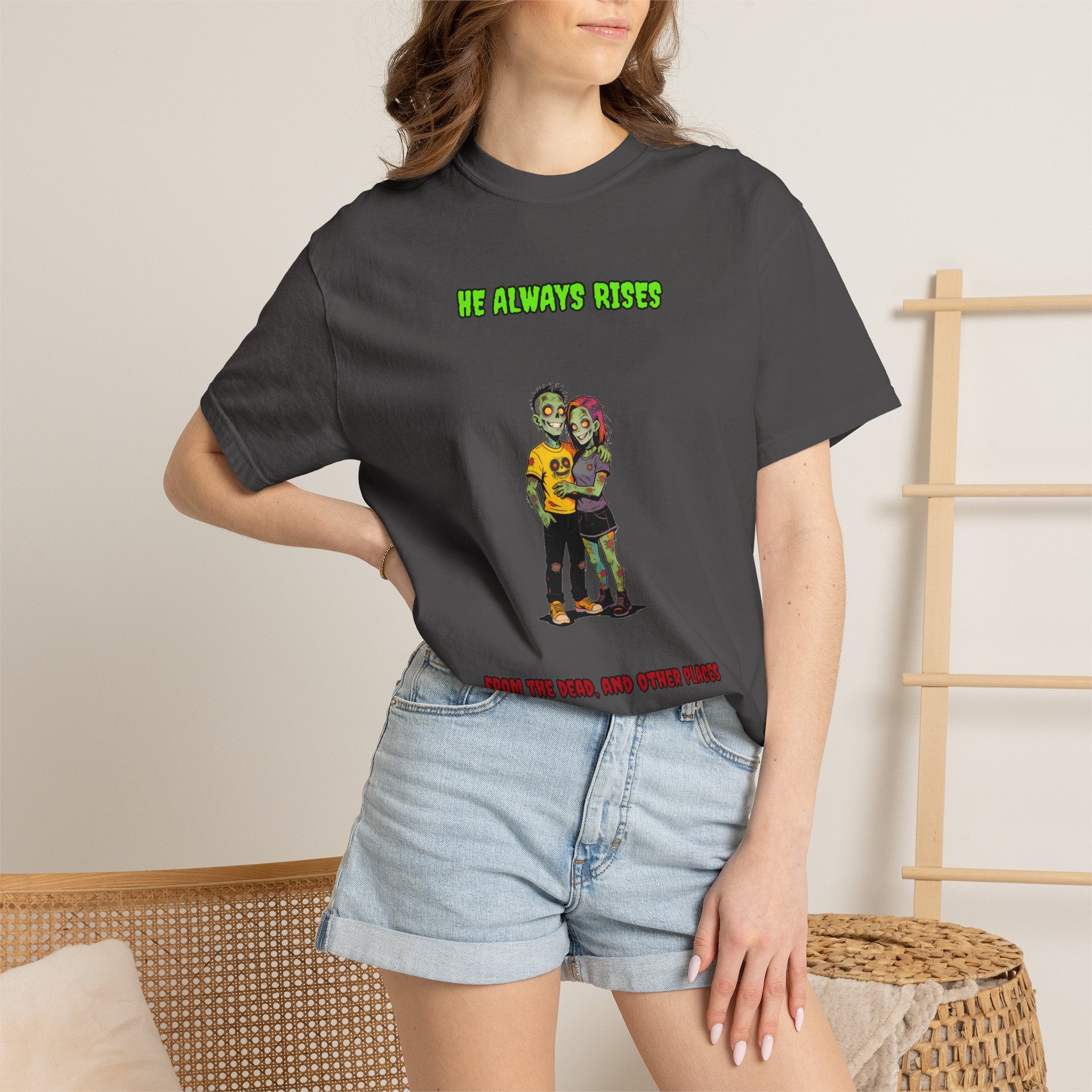 He Always Rises — Zombie Couple Tee (18+)